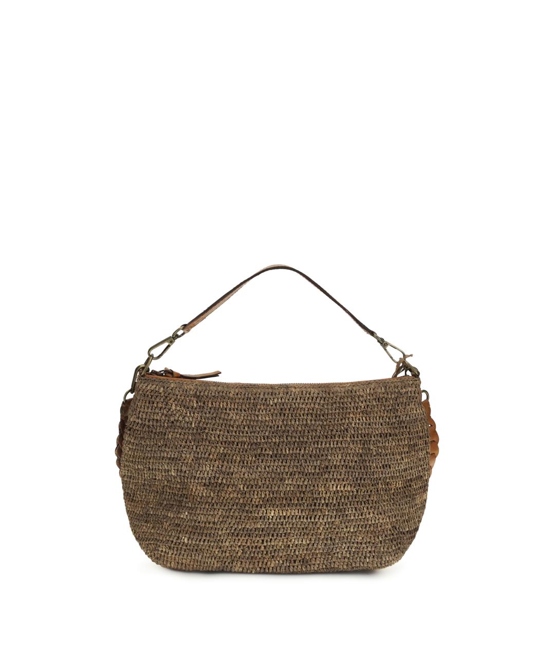 IBELIV Коричневая пелетеная сумка с короткими ручками, фото 1