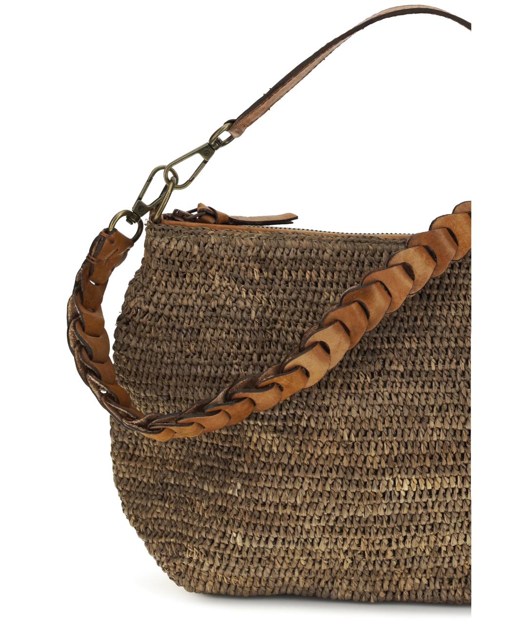 IBELIV Коричневая пелетеная сумка с короткими ручками, фото 4