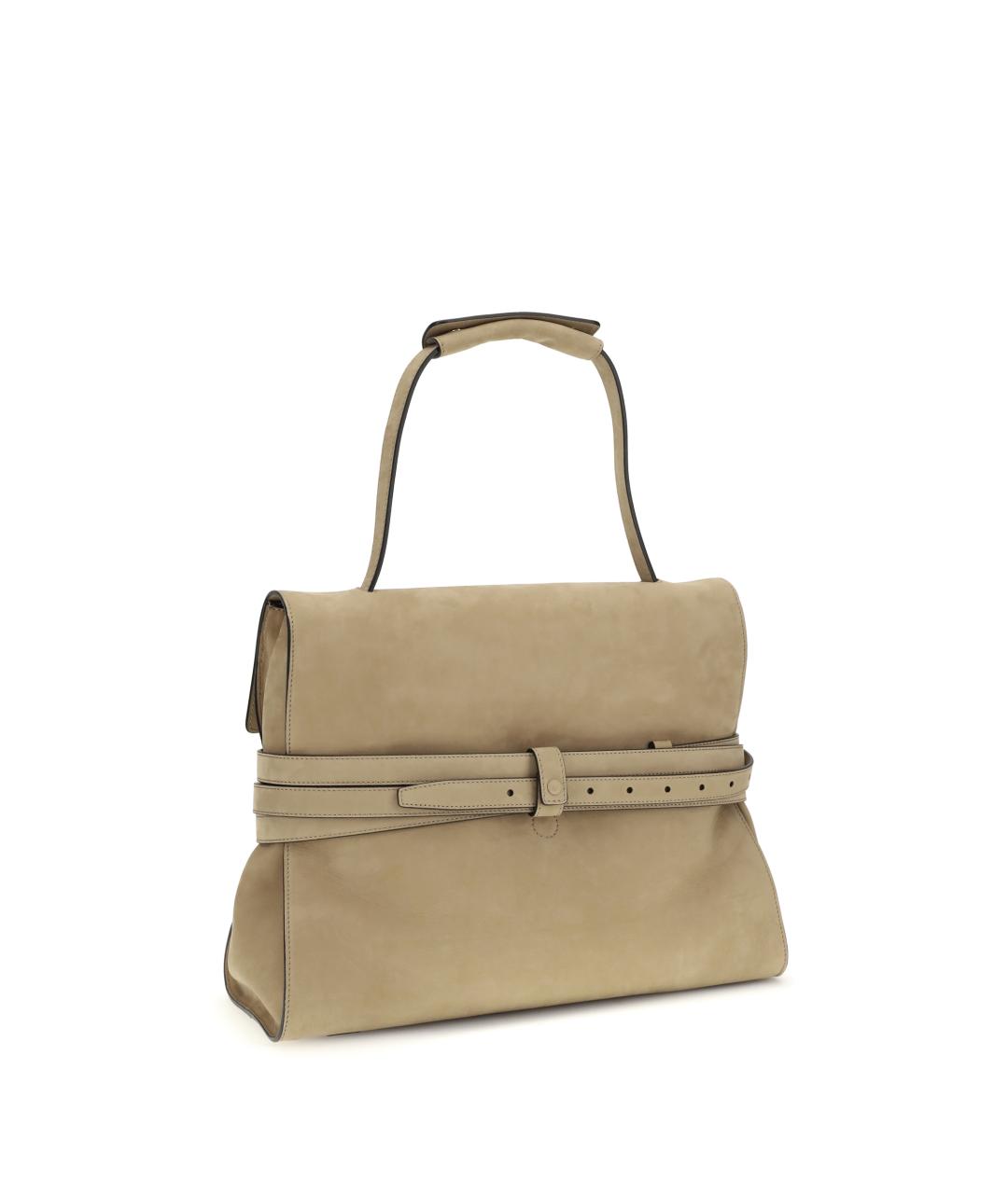 MOSCHINO Бежевая замшевая сумка с короткими ручками, фото 3