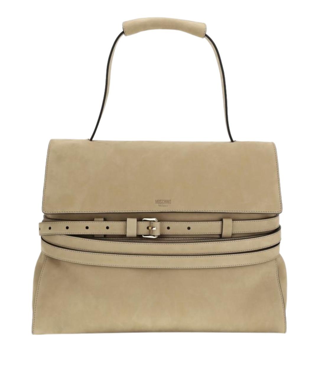 MOSCHINO Бежевая замшевая сумка с короткими ручками, фото 1