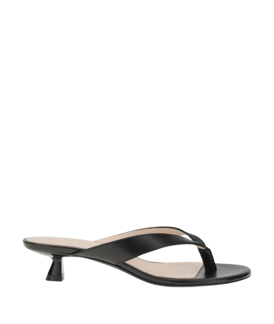 STUART WEITZMAN Черные кожаные мюли, фото 1