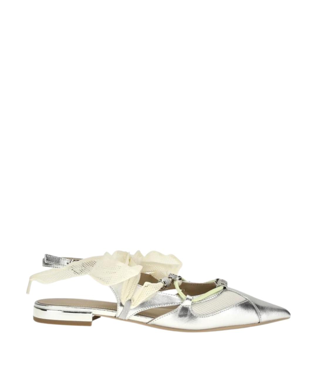 PINKO Серебряные кожаные балетки, фото 1