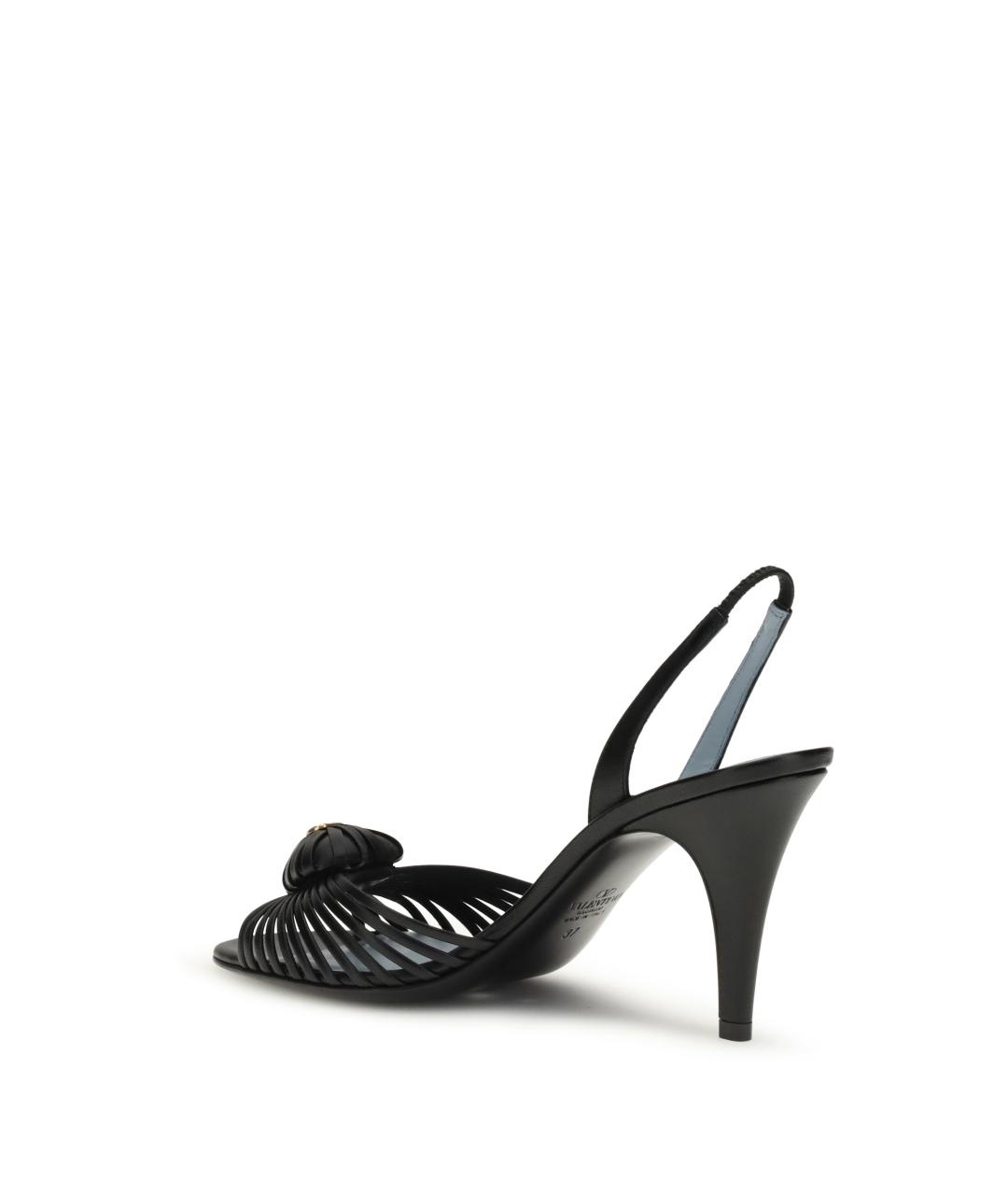 VALENTINO Черные кожаные босоножки, фото 3