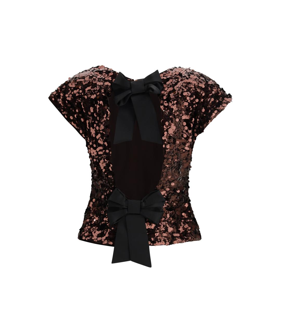 GANNI Коричневая полиэстеровая футболка, фото 2