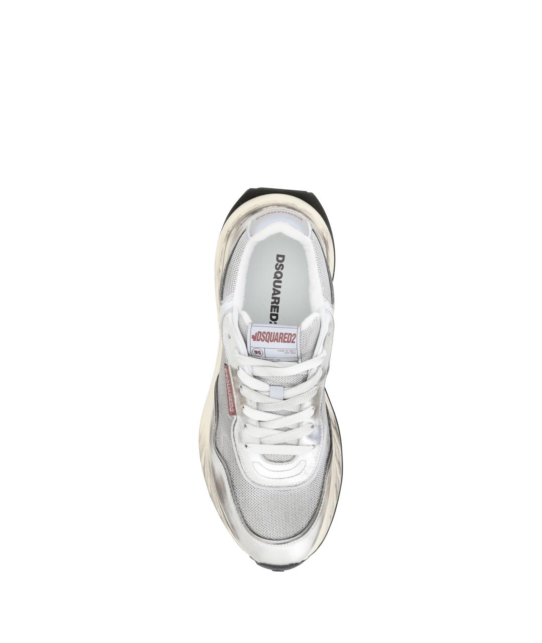 DSQUARED2 Серебряные текстильные низкие кроссовки / кеды, фото 4