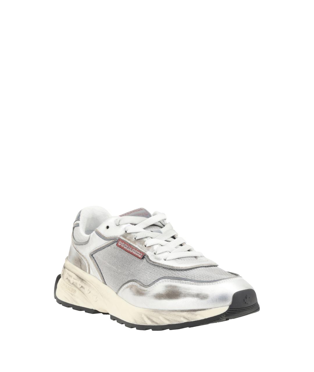 DSQUARED2 Серебряные текстильные низкие кроссовки / кеды, фото 2
