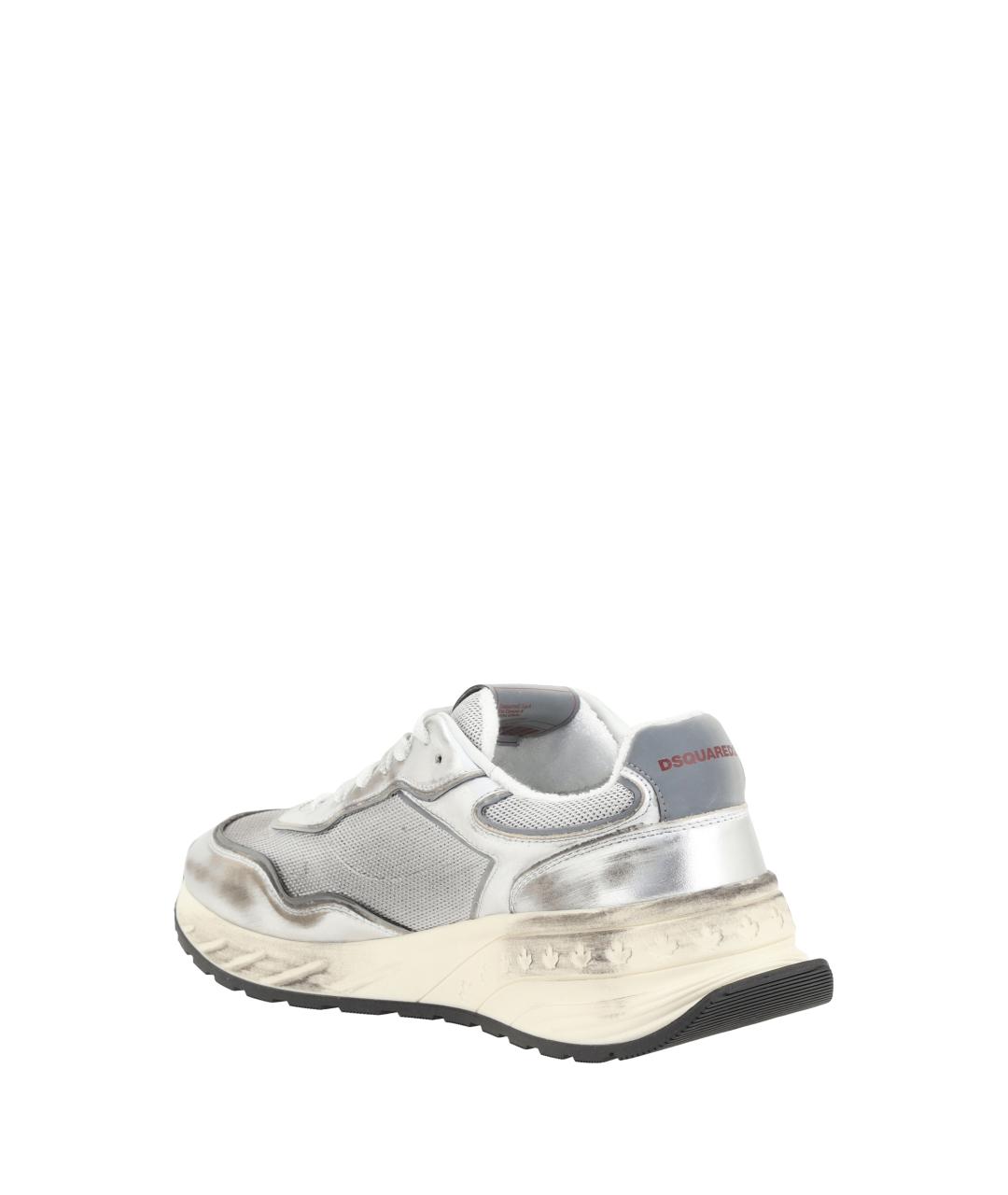 DSQUARED2 Серебряные текстильные низкие кроссовки / кеды, фото 3