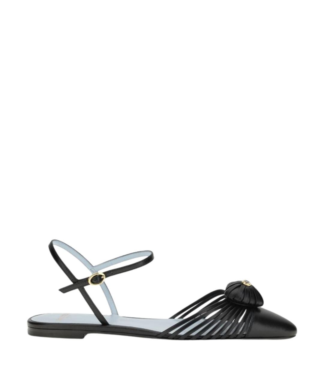 VALENTINO Черные кожаные босоножки, фото 1