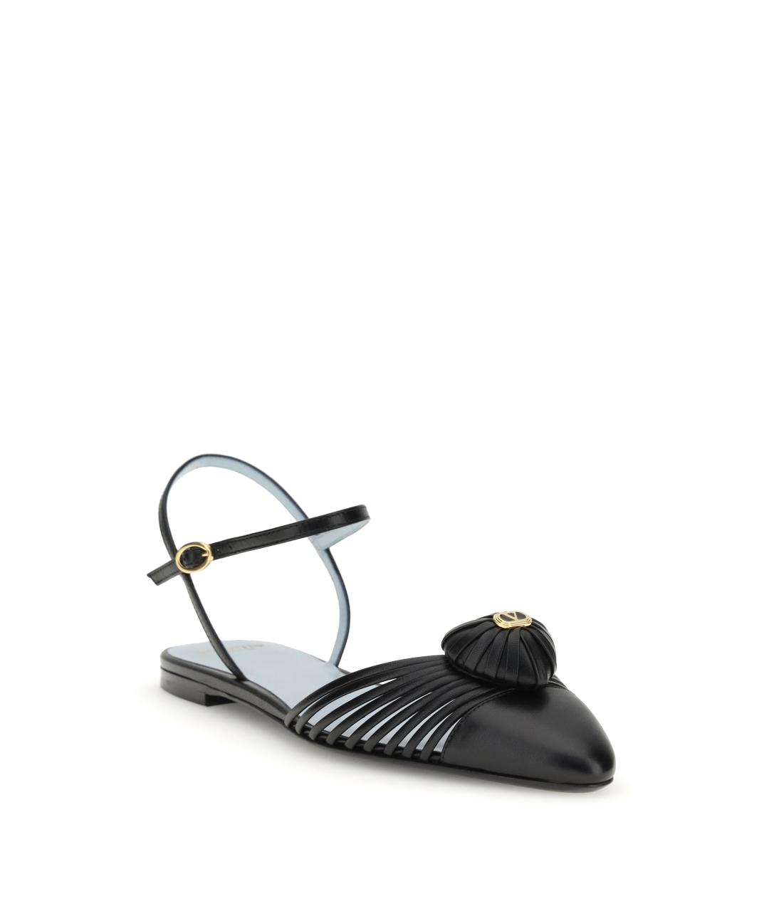 VALENTINO Черные кожаные босоножки, фото 2