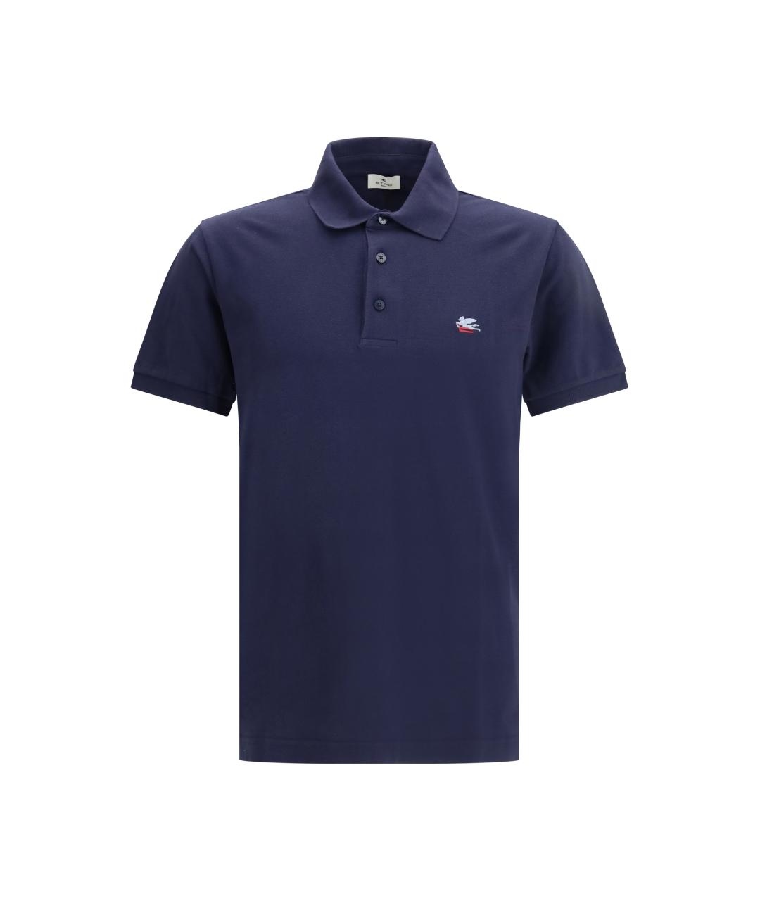 ETRO Темно-синее хлопковое поло с коротким рукавом, фото 1