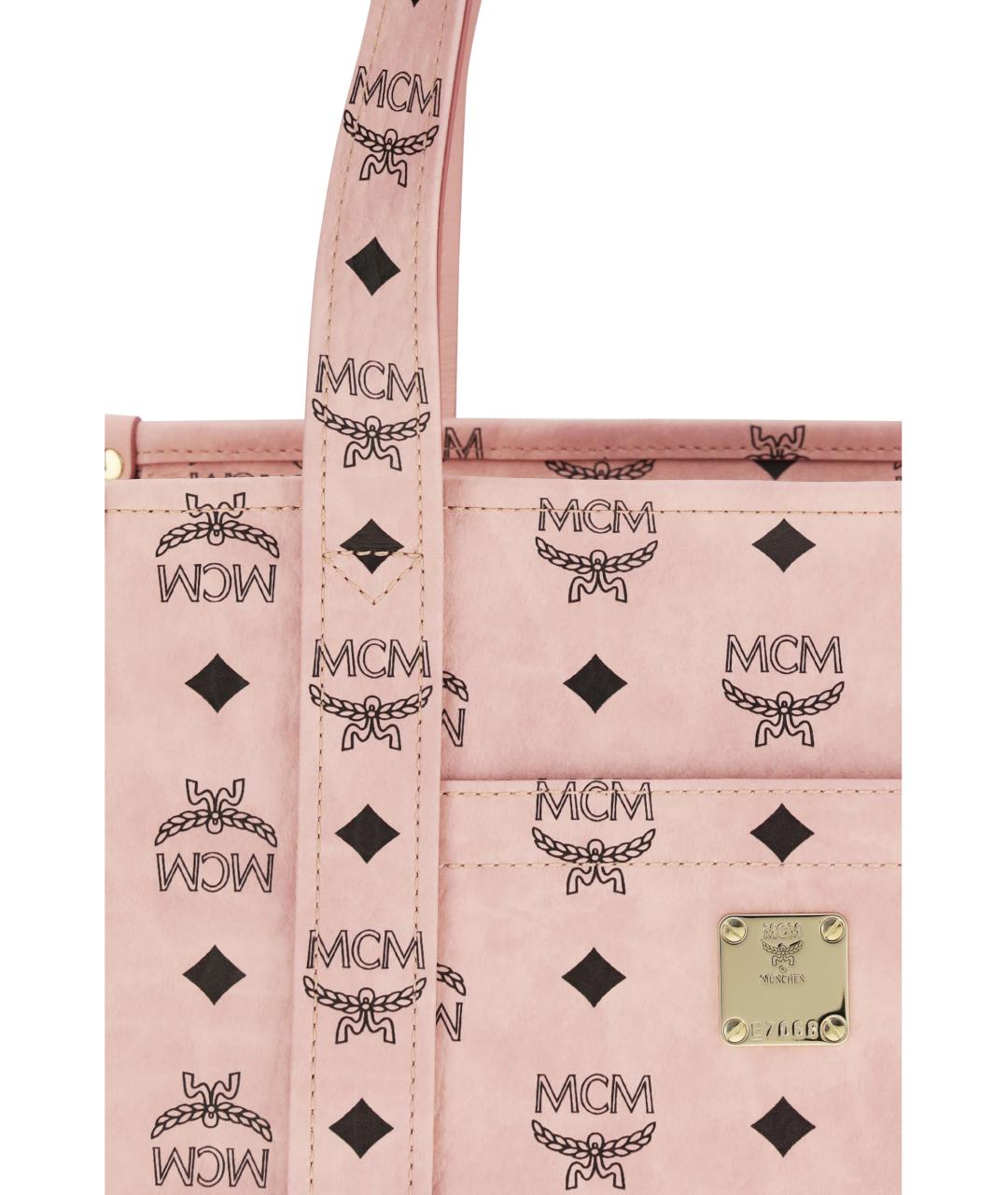 MCM Розовая хлопковая сумка тоут, фото 4