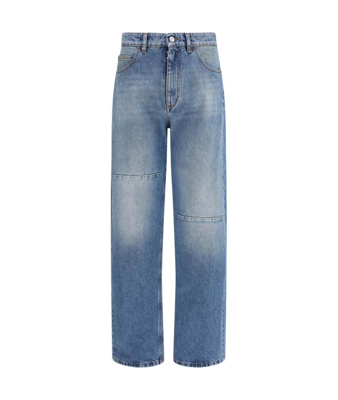 MM6 MAISON MARGIELA Голубые хлопковые прямые джинсы, фото 1