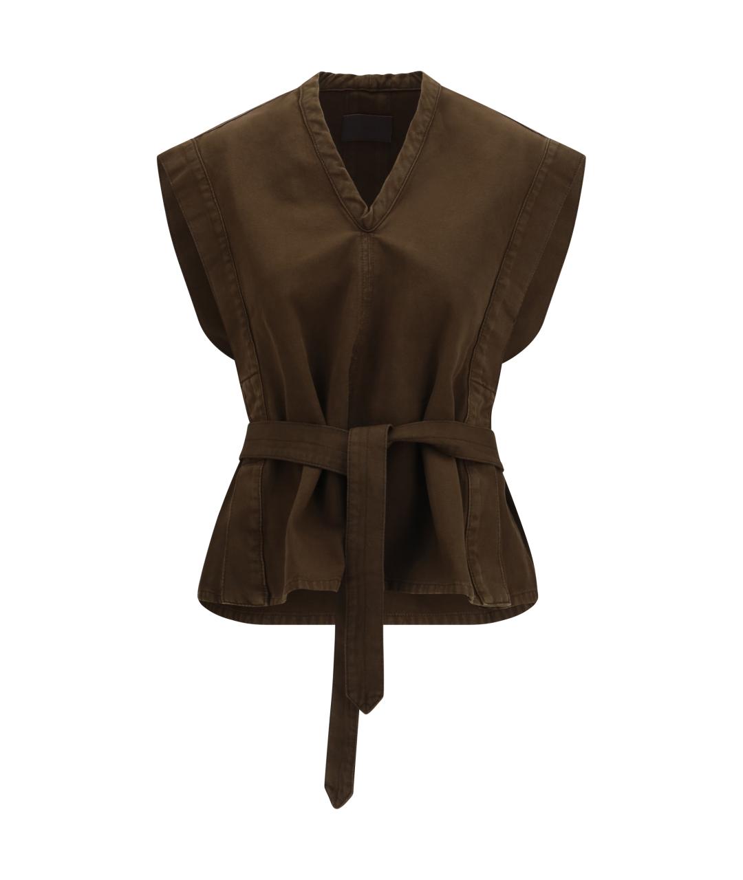 LEMAIRE Коричневая хлопковая майка, фото 1