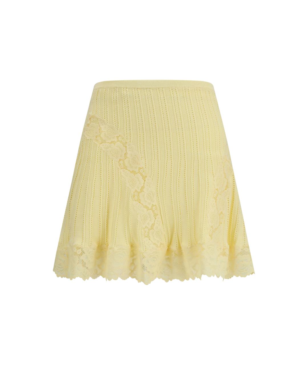 SELF-PORTRAIT Желтая вискозная юбка мини, фото 1