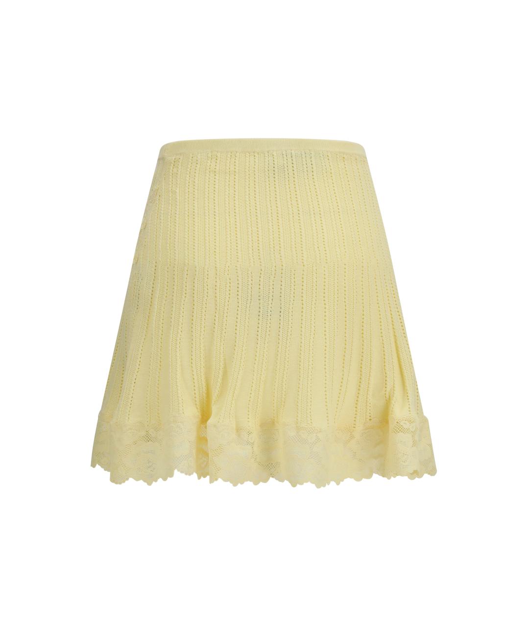 SELF-PORTRAIT Желтая вискозная юбка мини, фото 2