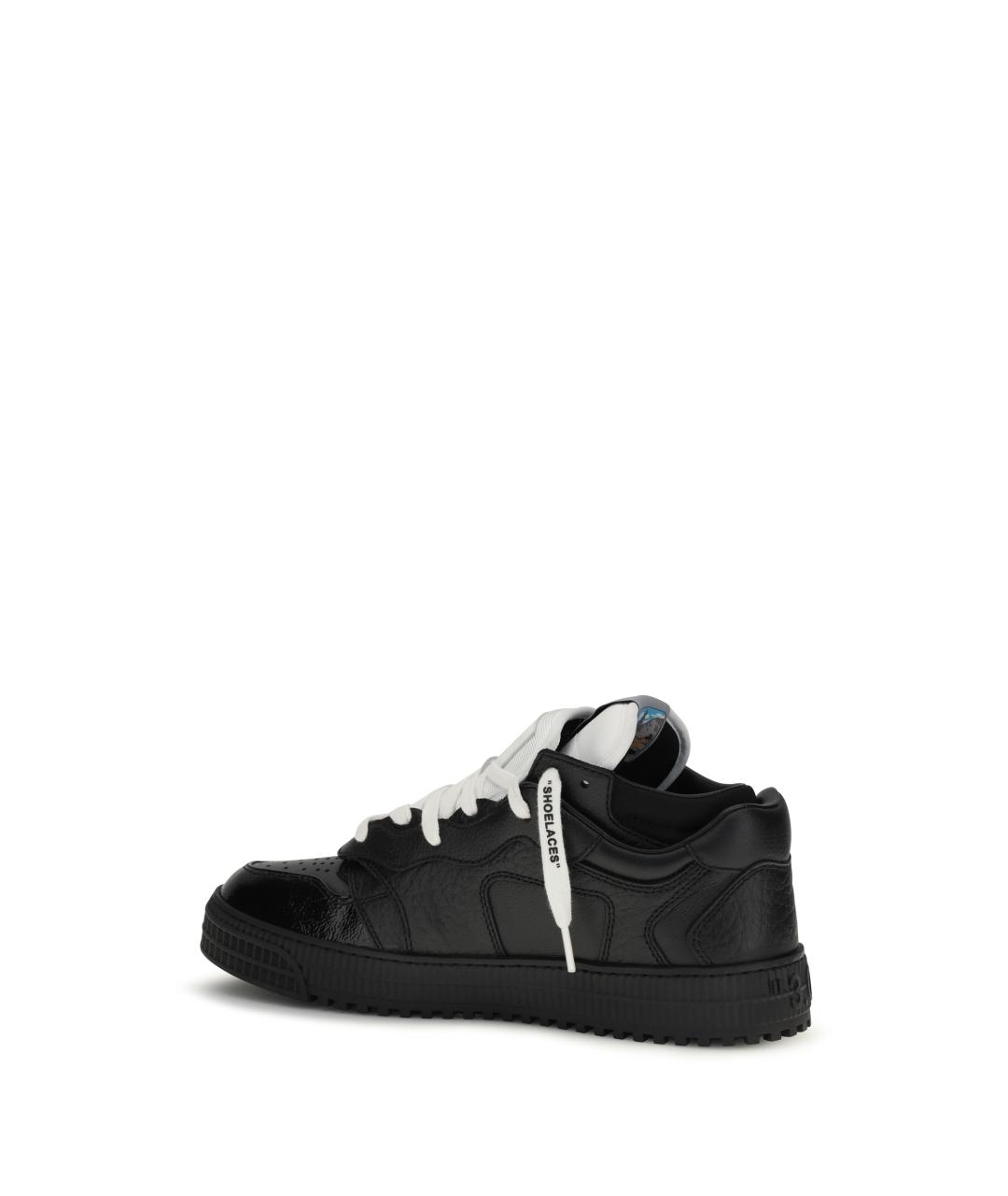 OFF-WHITE Черные кожаные низкие кроссовки / кеды, фото 3