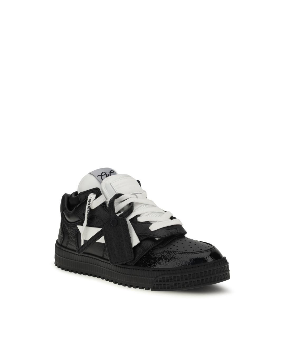 OFF-WHITE Черные кожаные низкие кроссовки / кеды, фото 2