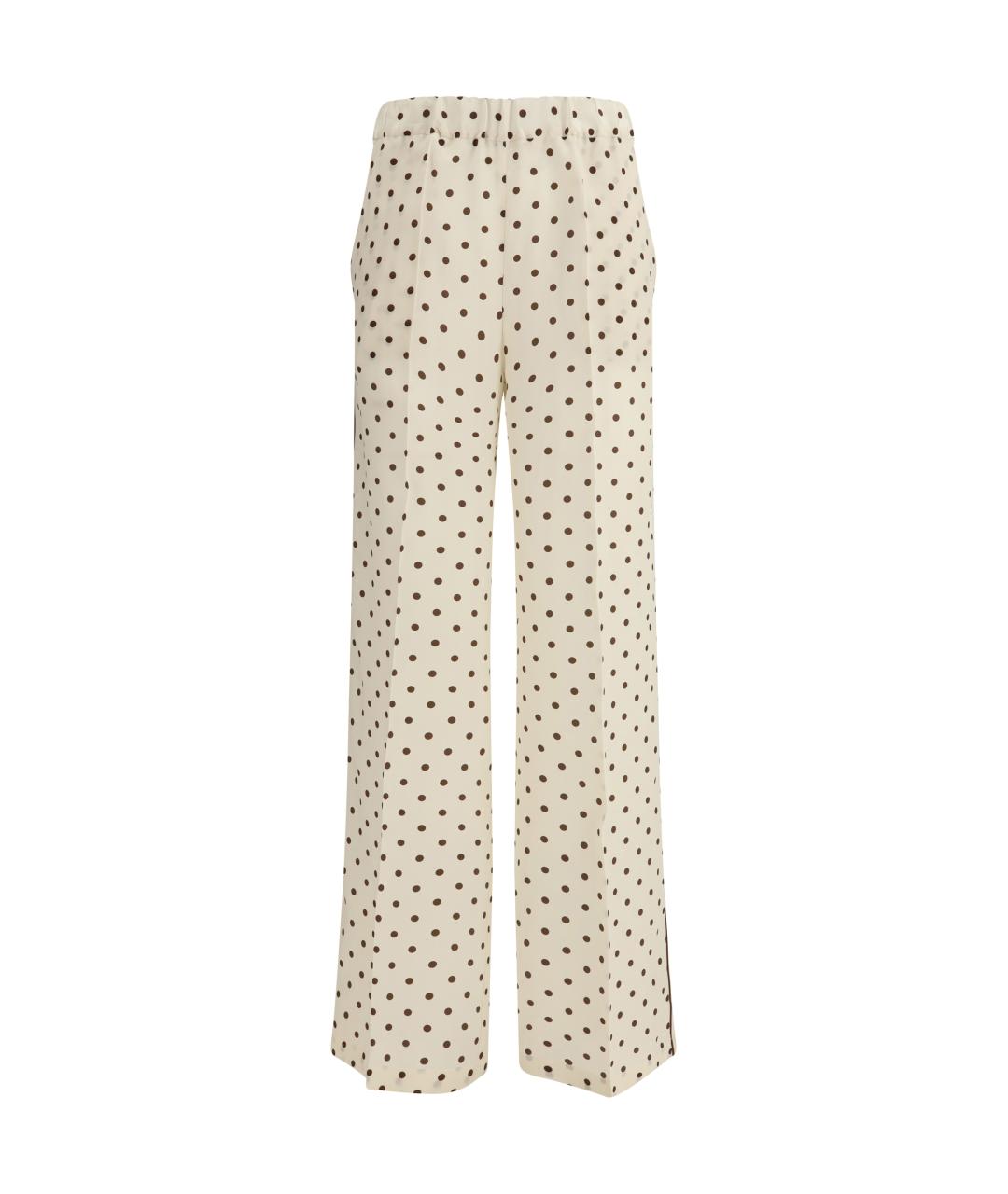 P.A.R.O.S.H. Бежевые шелковые прямые брюки, фото 1