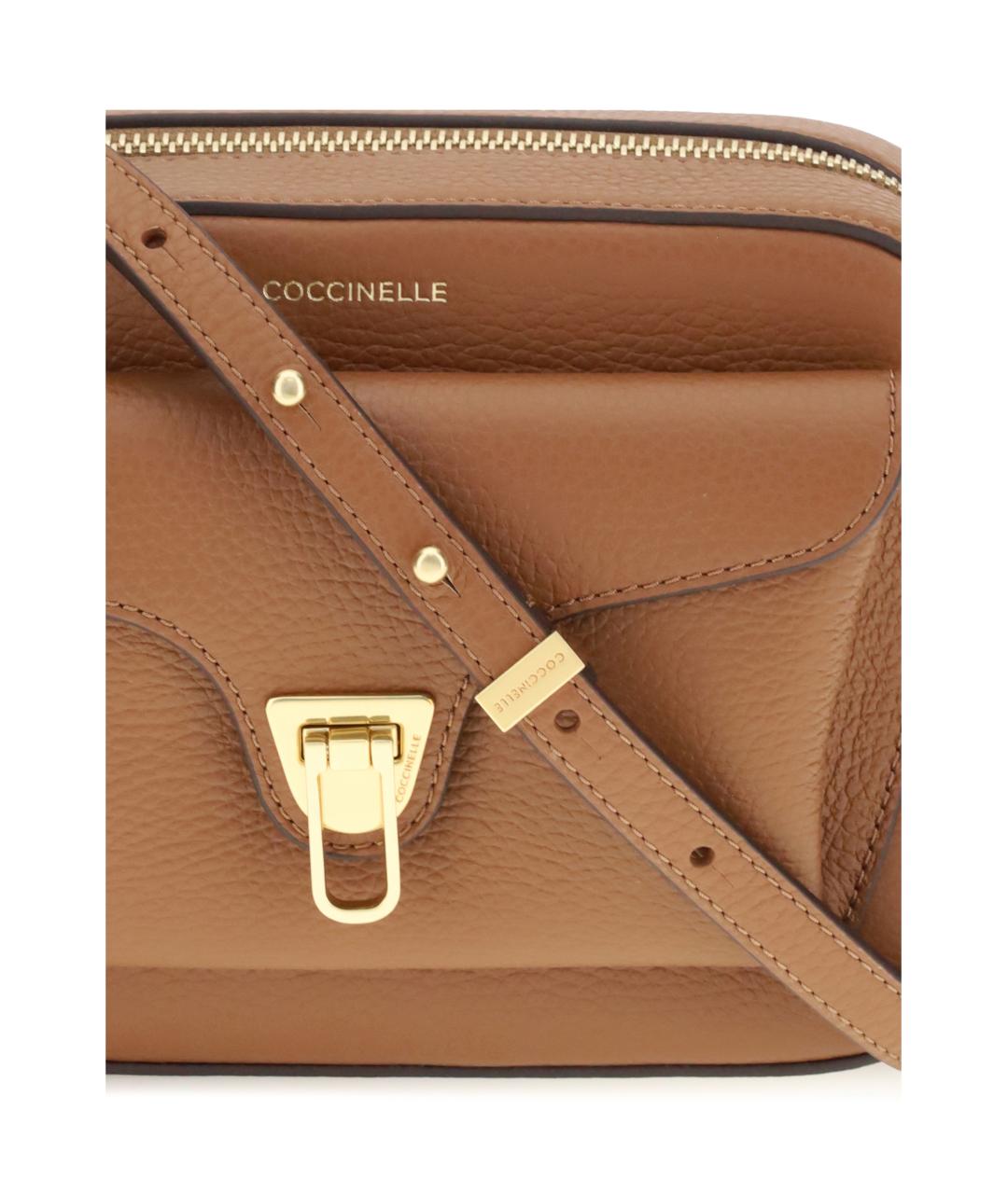 COCCINELLE Коричневая кожаная сумка через плечо, фото 4