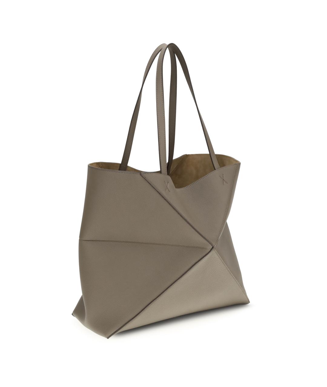 LOEWE Бежевая кожаная сумка тоут, фото 3