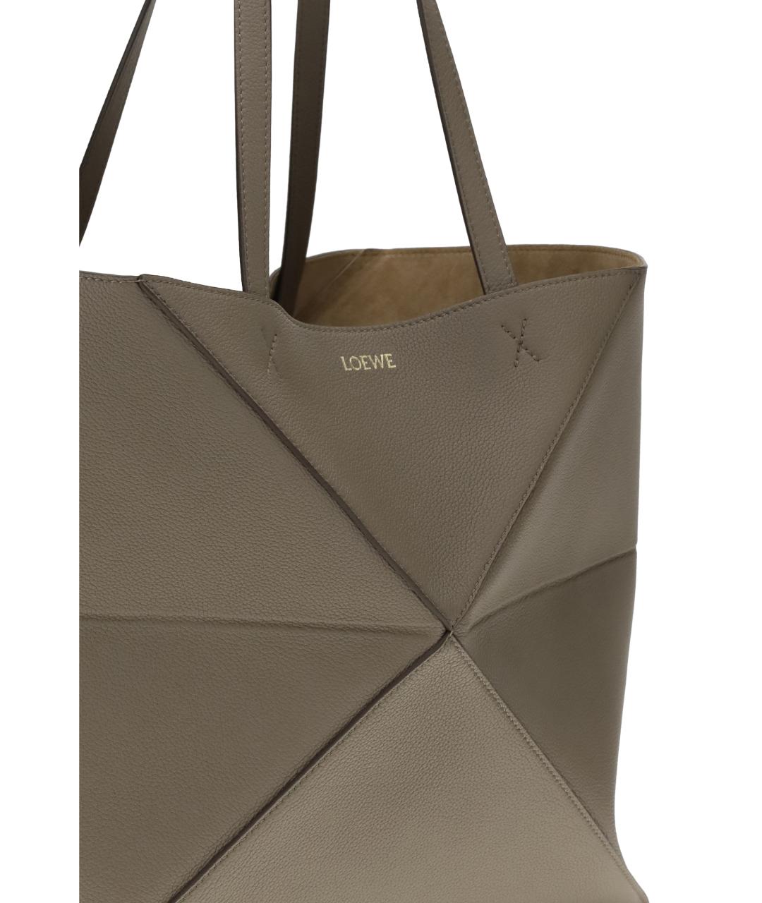 LOEWE Бежевая кожаная сумка тоут, фото 4