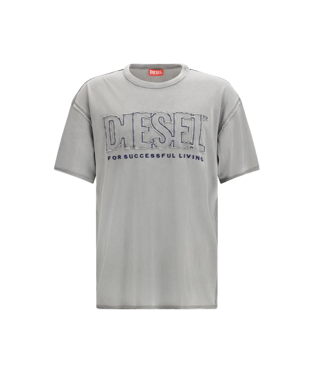 DIESEL Серая хлопковая футболка, фото 4