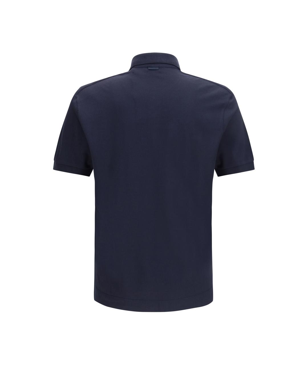 ZEGNA Черное хлопковое поло с коротким рукавом, фото 2