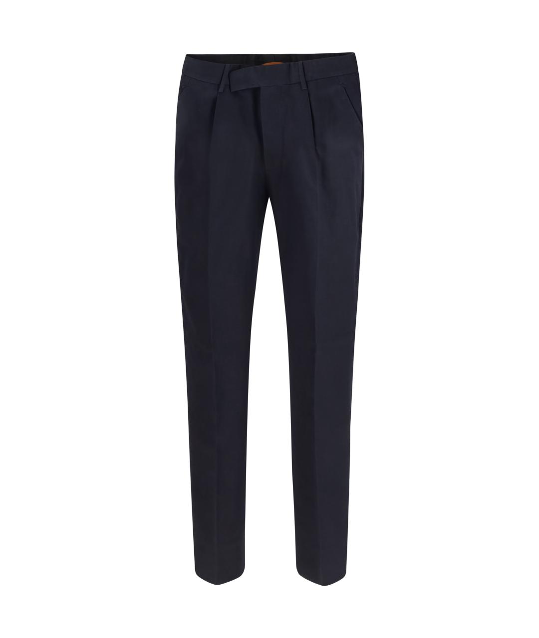 ZEGNA Темно-синие хлопковые повседневные брюки, фото 1