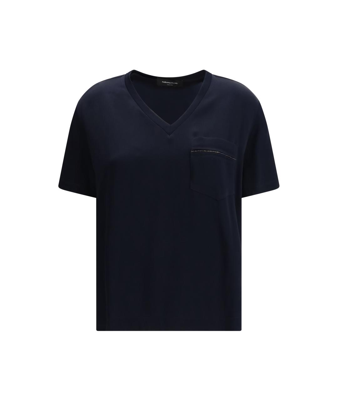FABIANA FILIPPI Темно-синяя вискозная футболка, фото 4