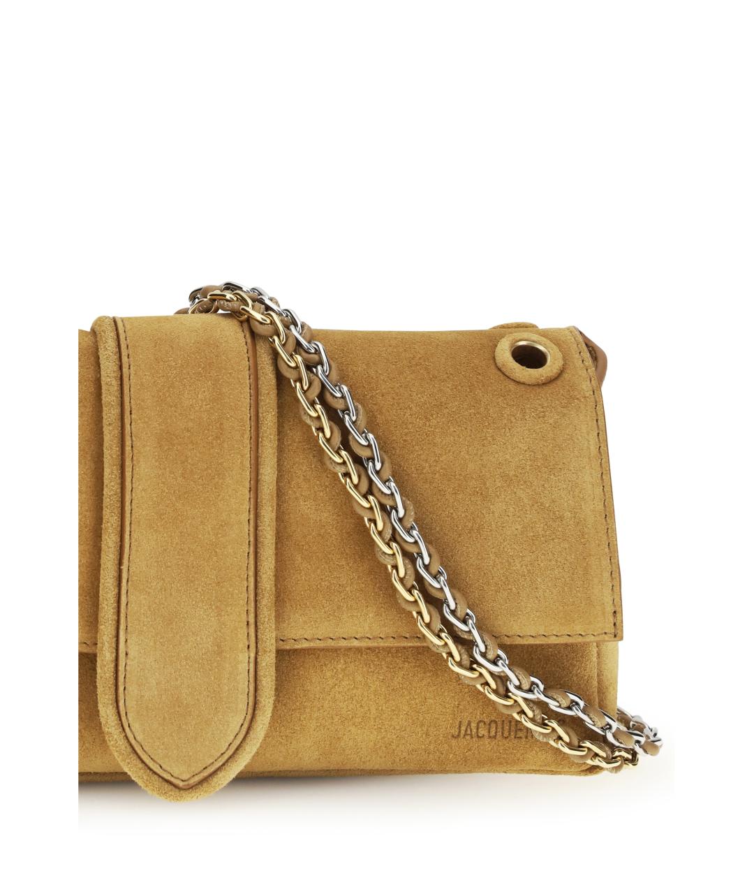JACQUEMUS Бежевая замшевая сумка через плечо, фото 4