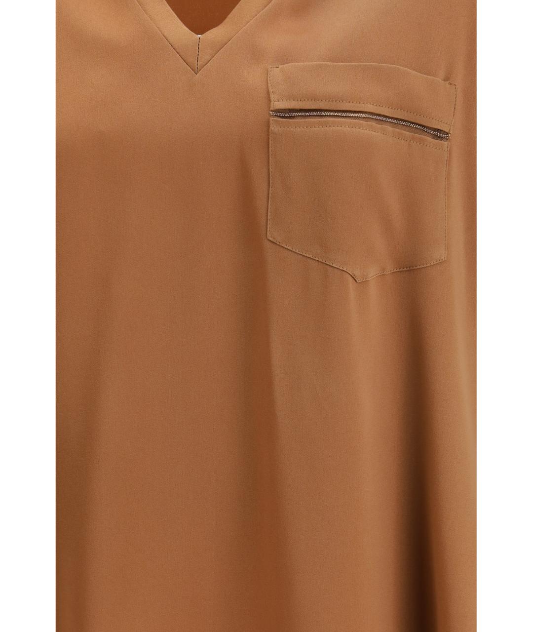 FABIANA FILIPPI Коричневая вискозная футболка, фото 3