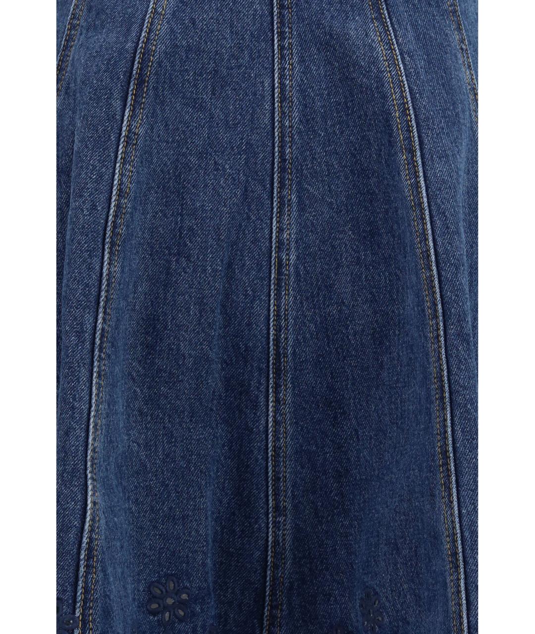 SELF-PORTRAIT Синее хлопковое повседневное платье, фото 3