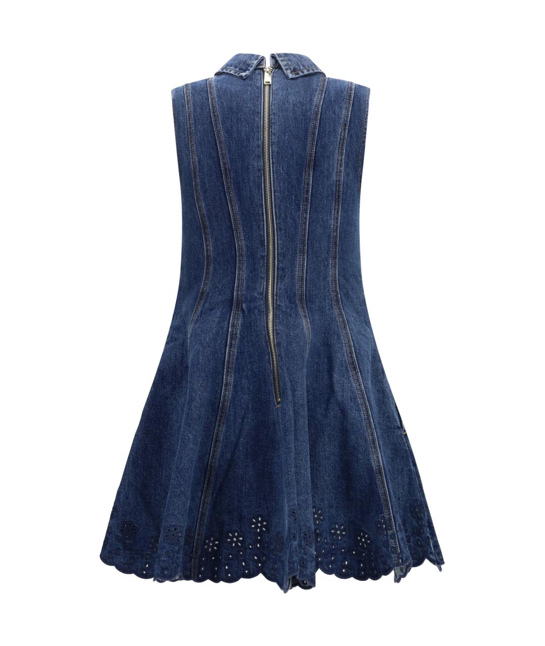 SELF-PORTRAIT Синее хлопковое повседневное платье, фото 2