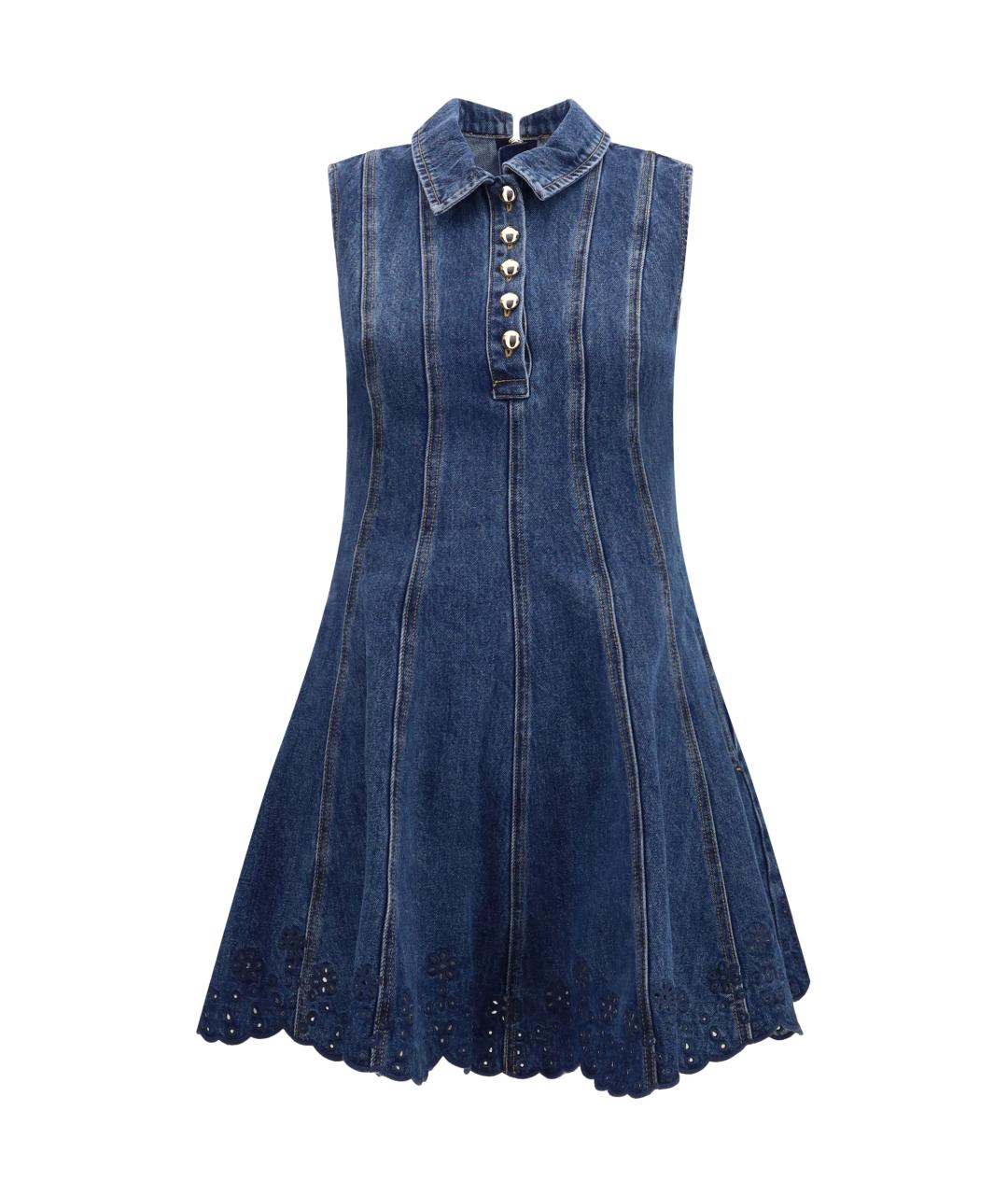 SELF-PORTRAIT Синее хлопковое повседневное платье, фото 1