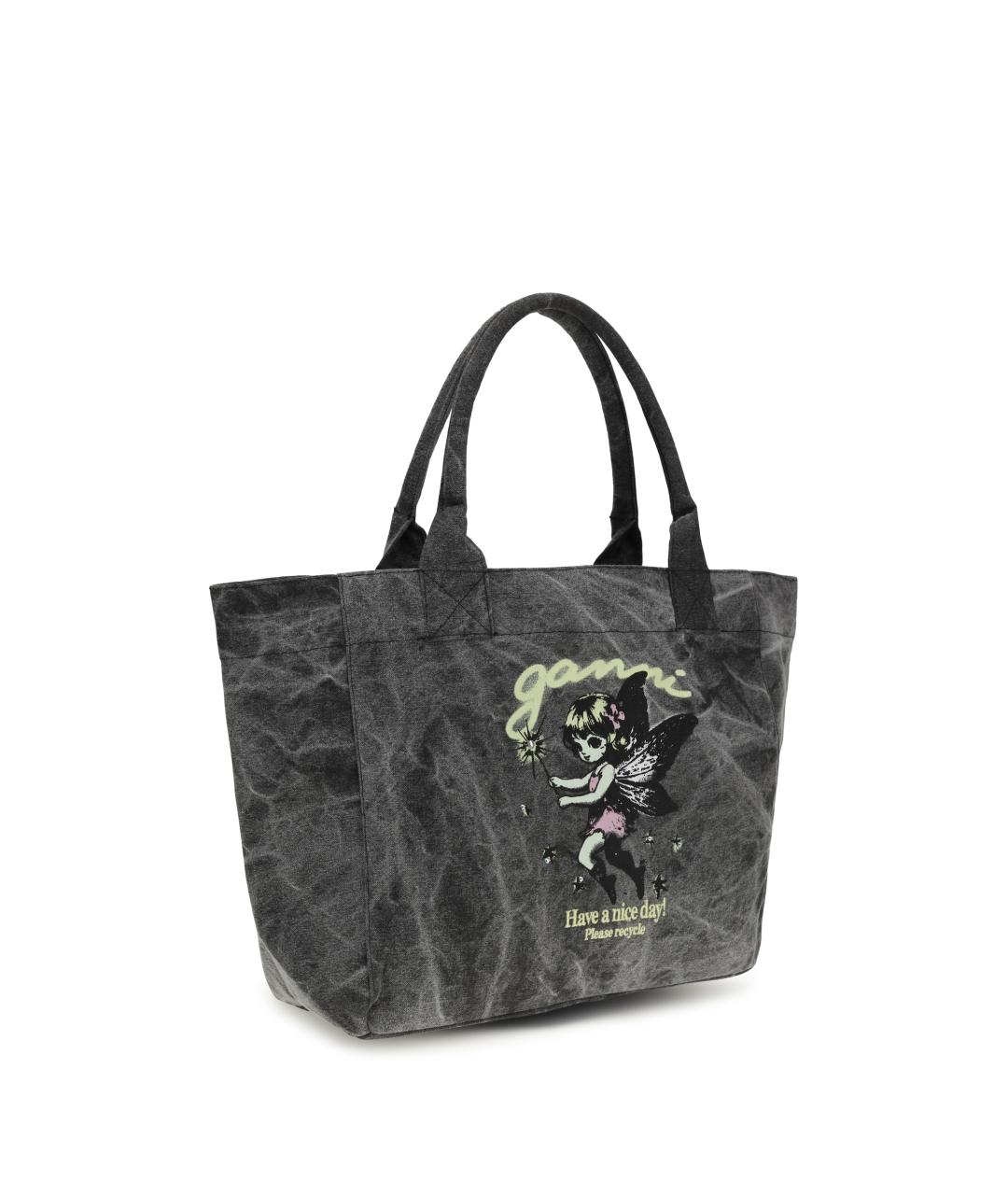 GANNI Черная хлопковая сумка тоут, фото 2