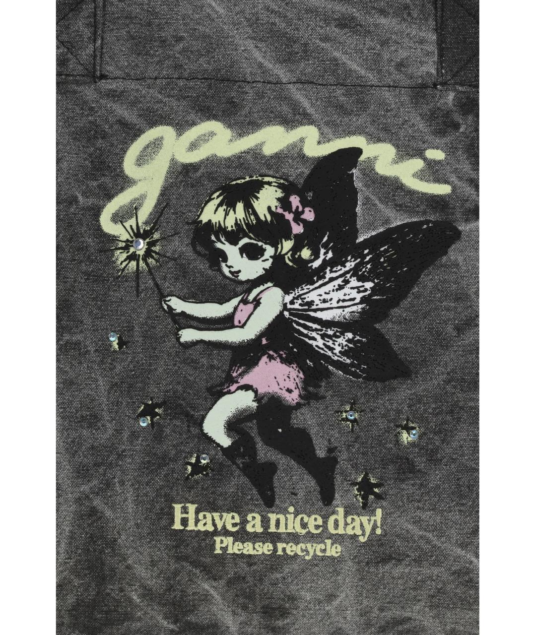 GANNI Черная хлопковая сумка тоут, фото 4