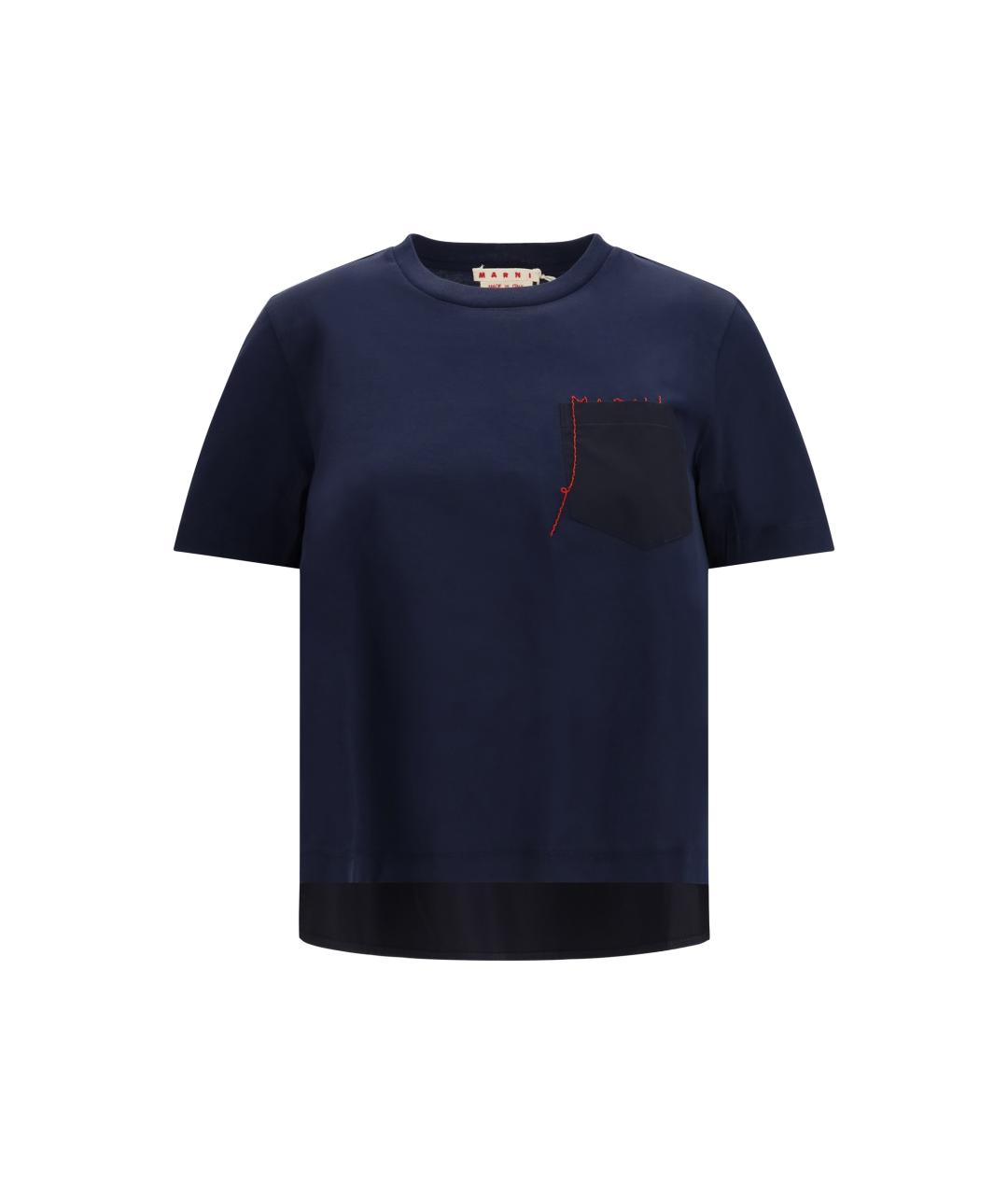 MARNI Темно-синяя хлопковая футболка, фото 4