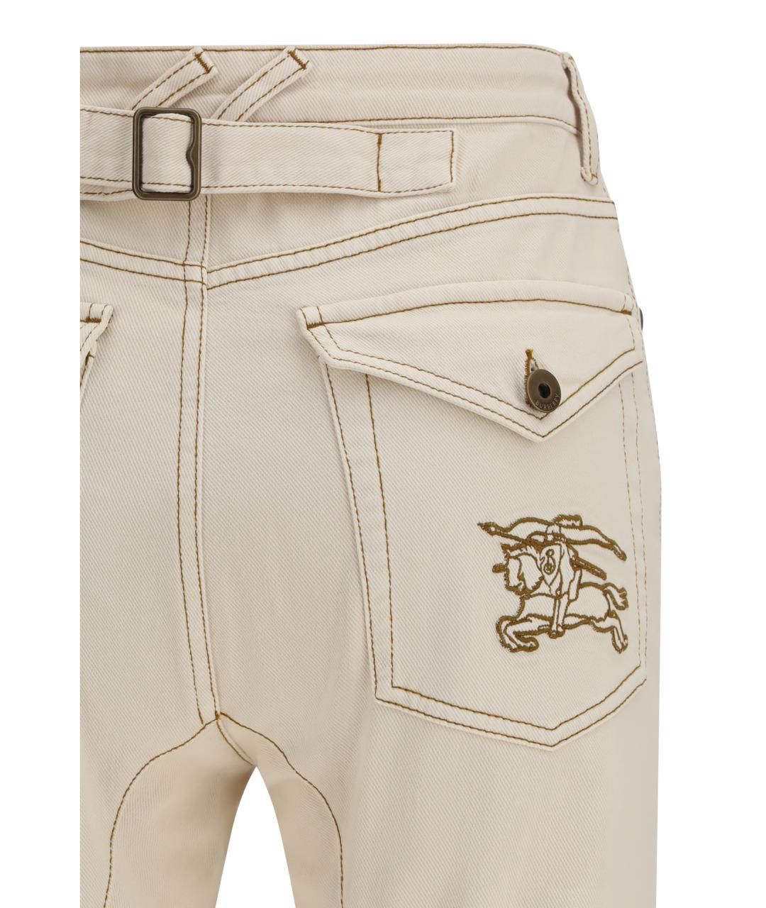 BURBERRY Бежевые хлопковые джинсы клеш, фото 3
