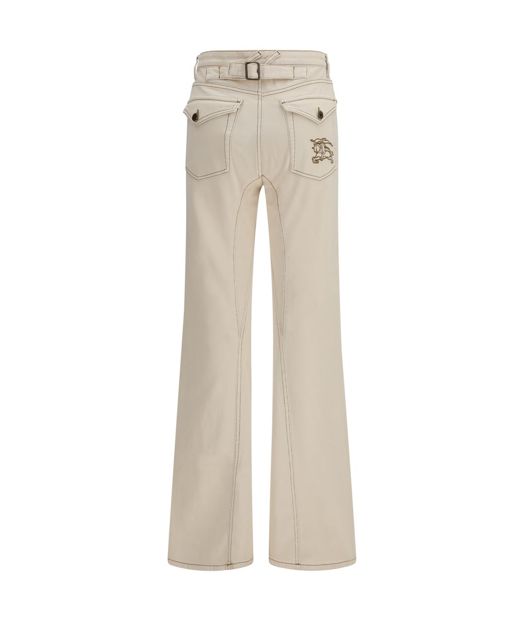 BURBERRY Бежевые хлопковые джинсы клеш, фото 2