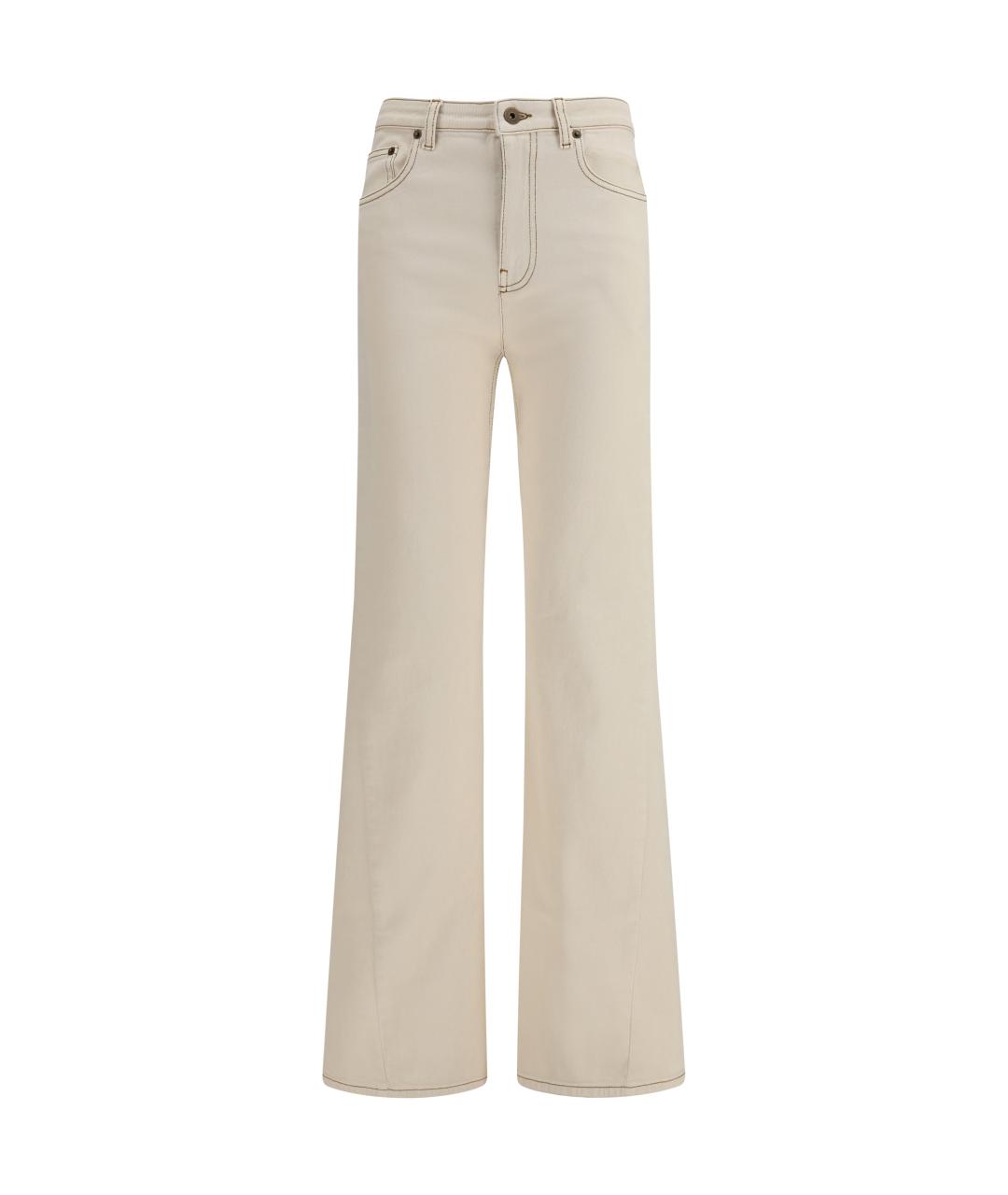 BURBERRY Бежевые хлопковые джинсы клеш, фото 1