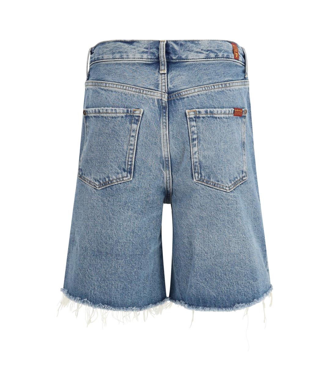 7 FOR ALL MANKIND Голубые хлопковые шорты, фото 2