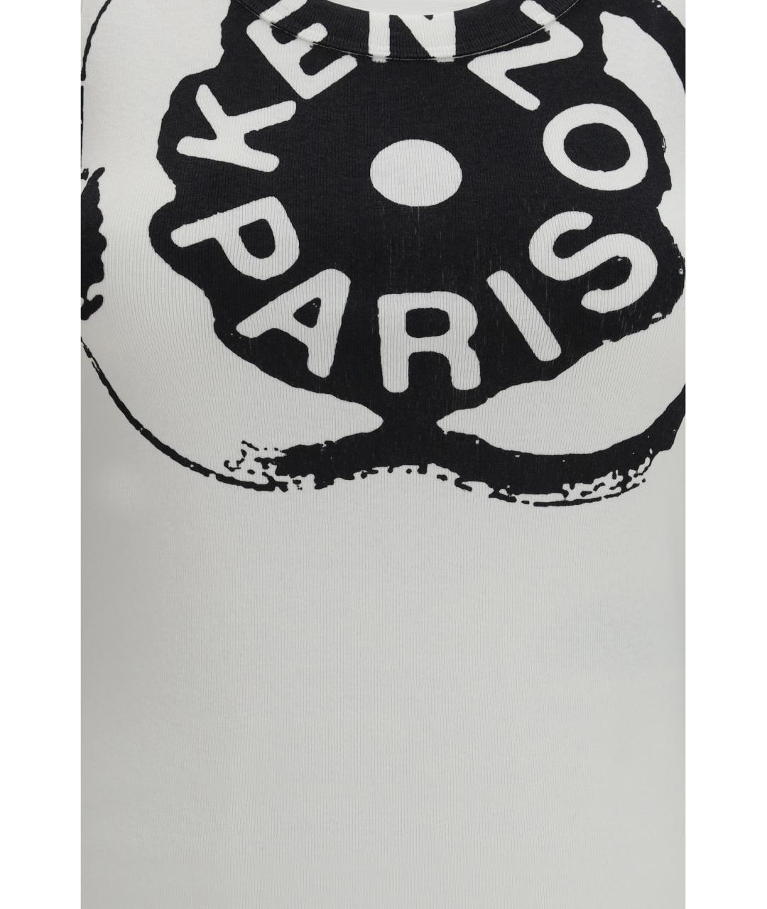 KENZO Белая хлопко-эластановая майка, фото 3