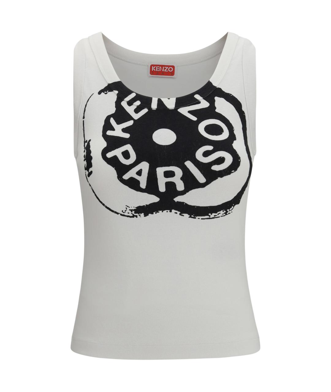 KENZO Белая хлопко-эластановая майка, фото 1