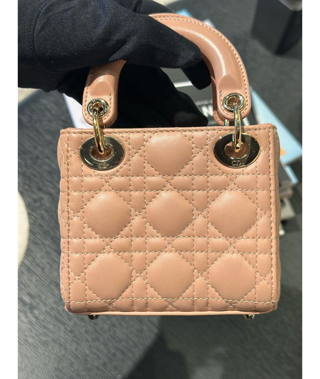 CHRISTIAN DIOR Бежевая кожаная сумка с короткими ручками, фото 3