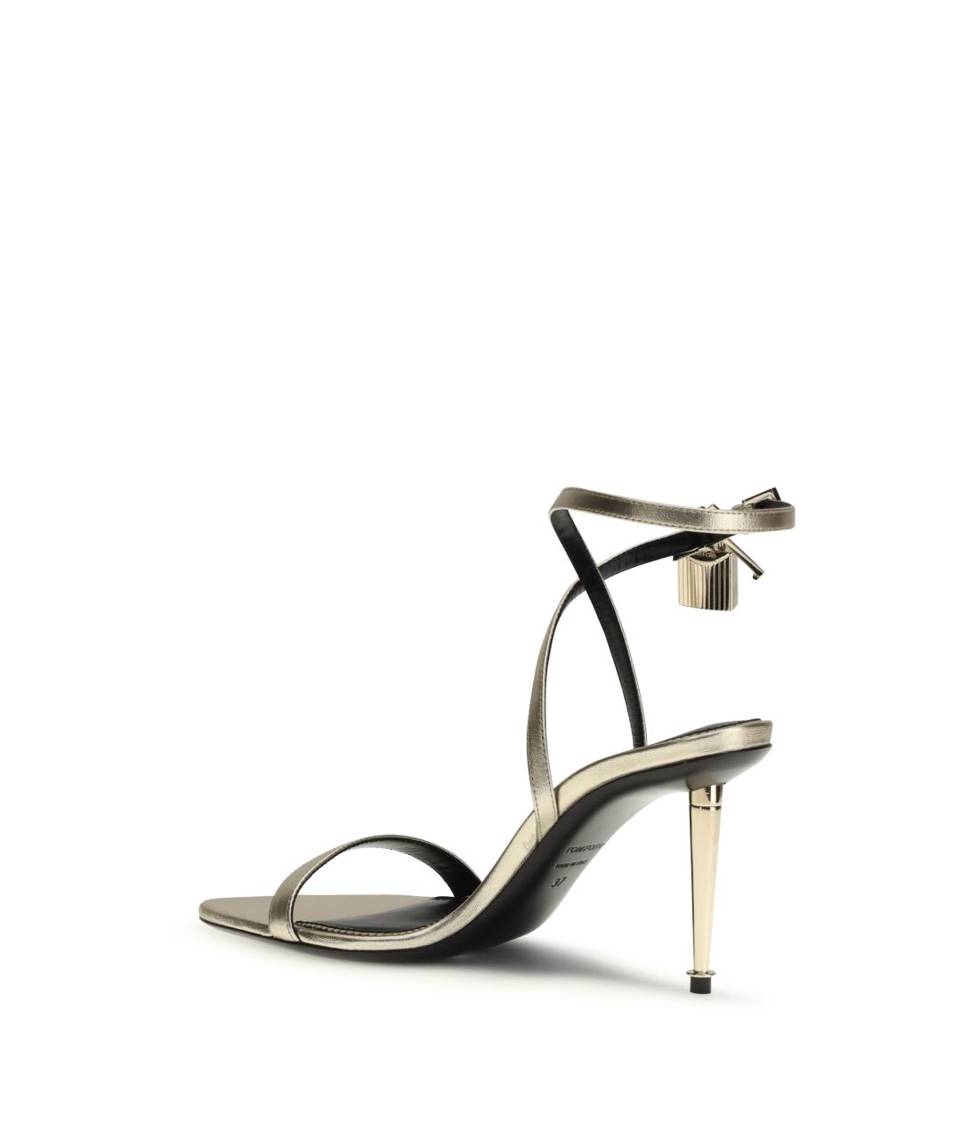TOM FORD Золотые кожаные босоножки, фото 3