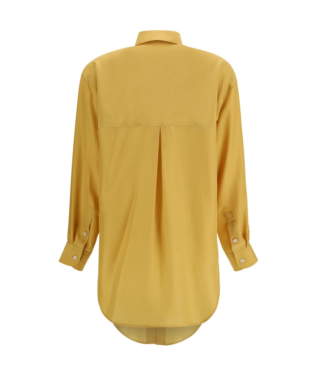UMIT BENAN Горчичная шелковая рубашка, фото 2