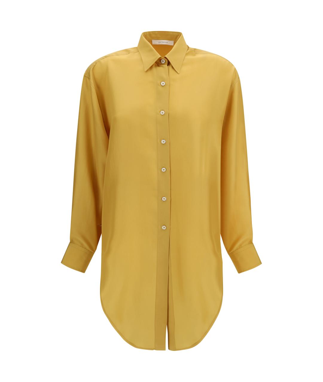 UMIT BENAN Горчичная шелковая рубашка, фото 1