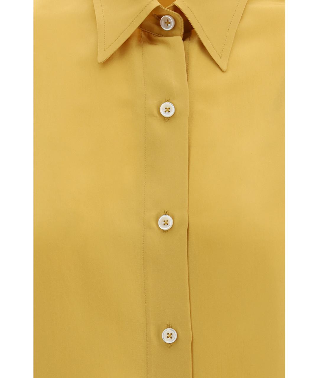 UMIT BENAN Горчичная шелковая рубашка, фото 3