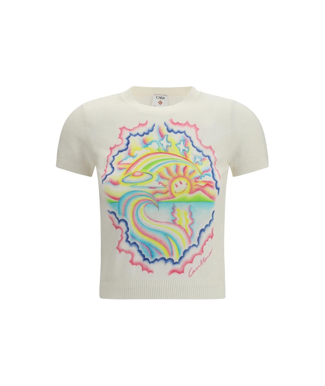 CASABLANCA Белая хлопковая футболка, фото 4