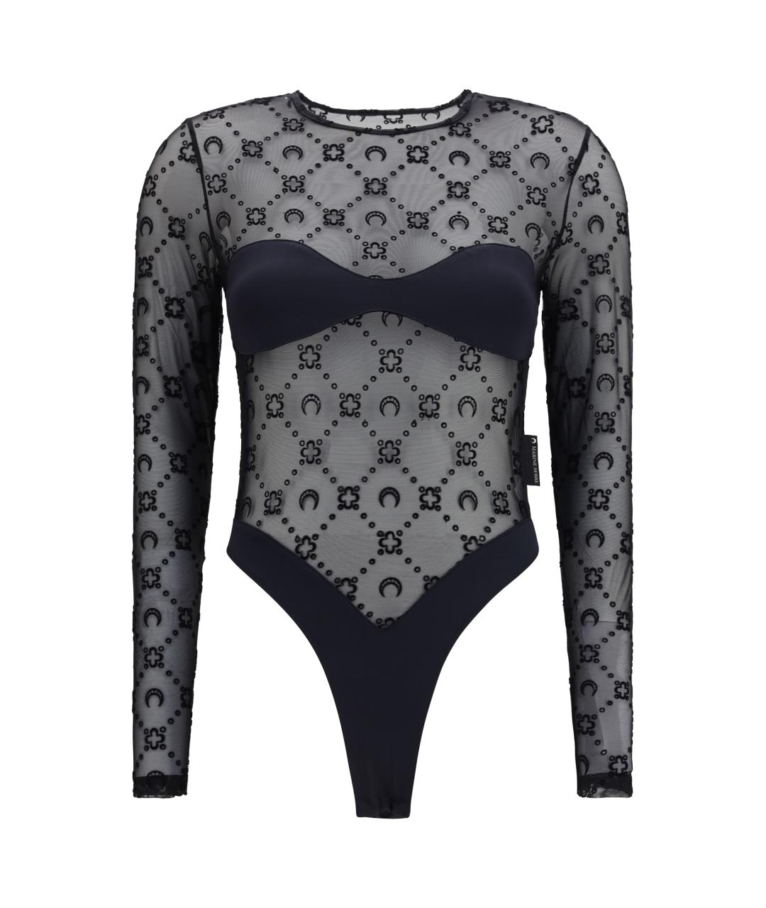 MARINE SERRE Черное полиамидовое боди, фото 1